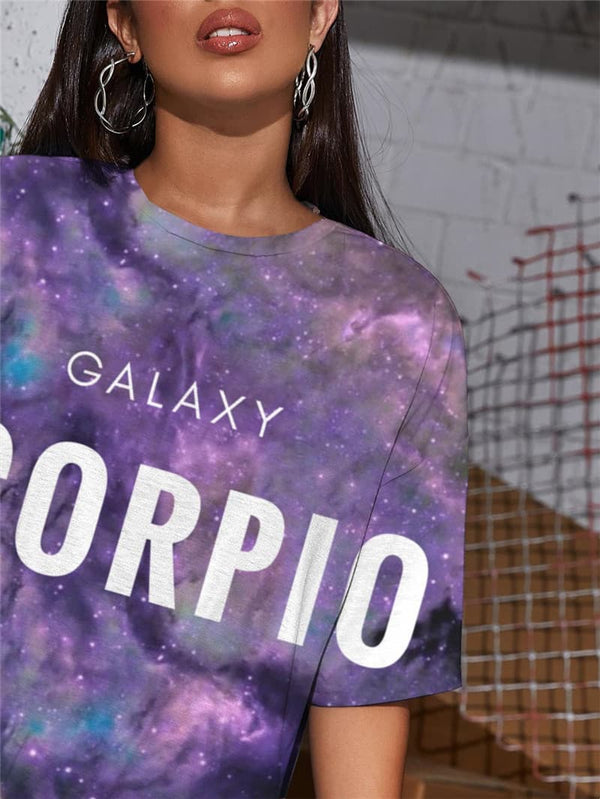 
Scorpio T-shirt Women Galaxy T-shirts 3d Nebula Punk Rock Colorful Summer
                