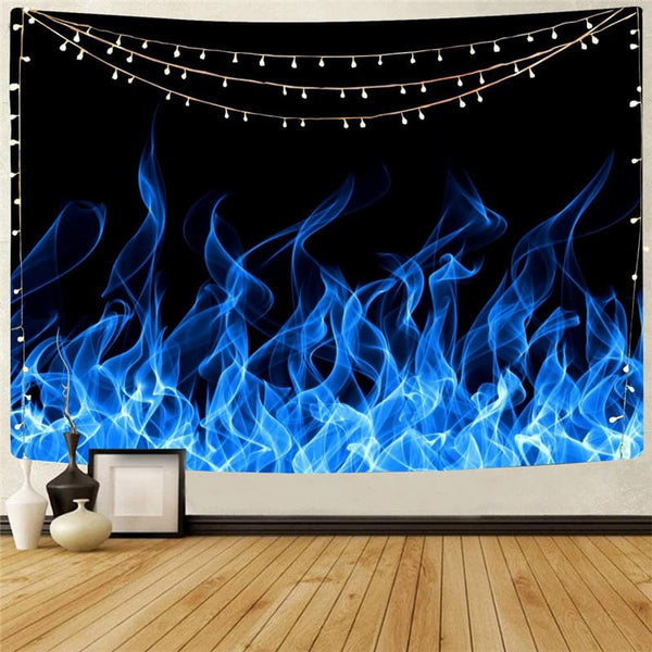 Flame Tapestry Blue Wall Tapestry Party Tapestries Decor Boho decor Hippie New