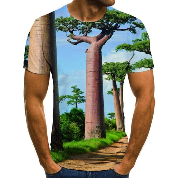 
Landscape T shirt Men Tree Anime Clothes Blue Sky Tshirts Casual Harajuku Shirt Print
                