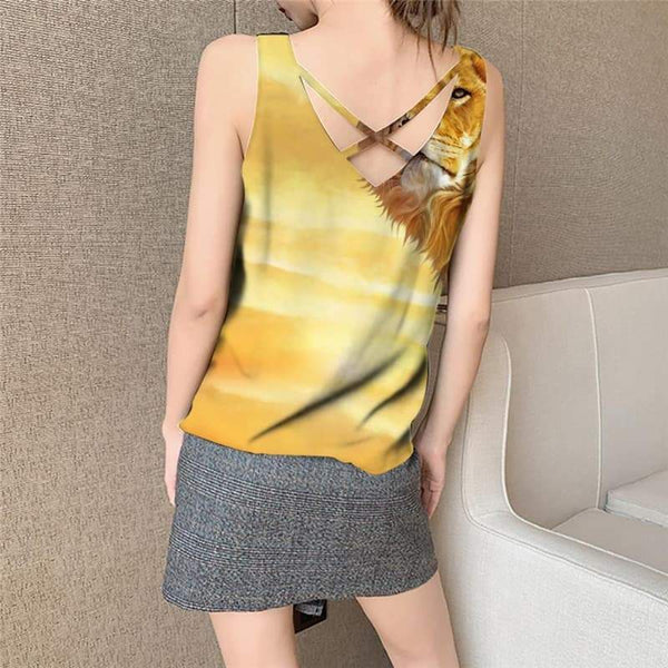 
Lion Tank-Top women Animal Vest Print Anime Anime Clothes Nebula Vest Printed Harajuku Tank Tops Casual - KYKU
                