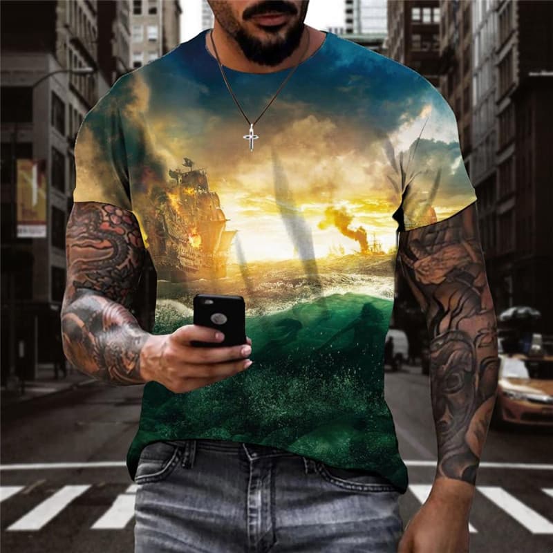 Leaves T-shirt Men National Flag Funny T shirts Colorful T-shirts 3d Art Shirt Print