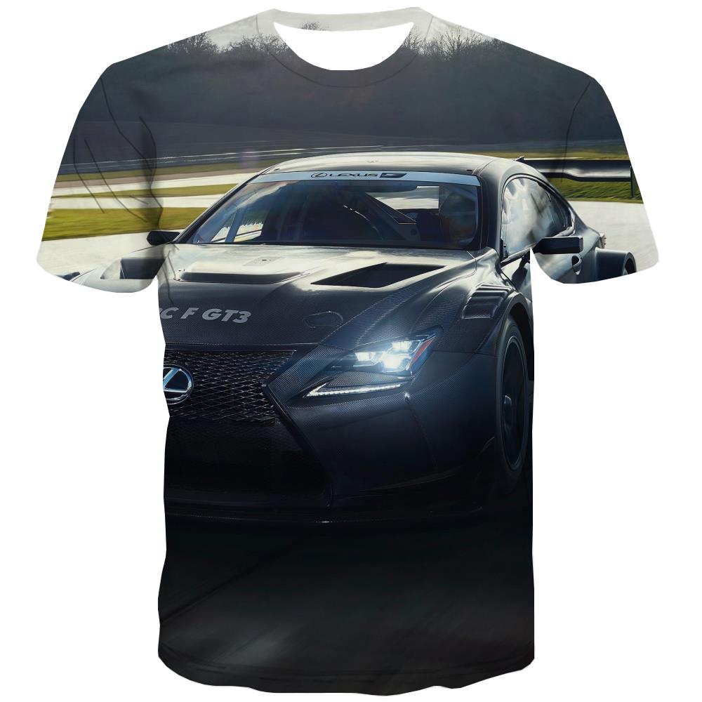 Racing Car T-shirt Men Metal T-shirts Graphic City Shirt Print Gray Tshirt Anime Retro Tshirts Novelty
