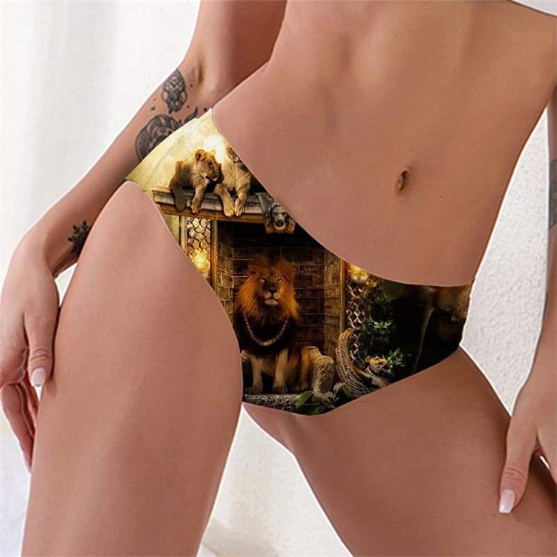 Lion Briefs Women Animal Lingerie Female Anime Knickers Family Sexy Forest Tanga - KYKU