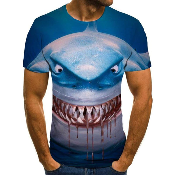 
Shark T-shirt Men Ocean T-shirts 3d Animal Tshirts Casual Blood Tshirt Printed War Funny T shirts
                