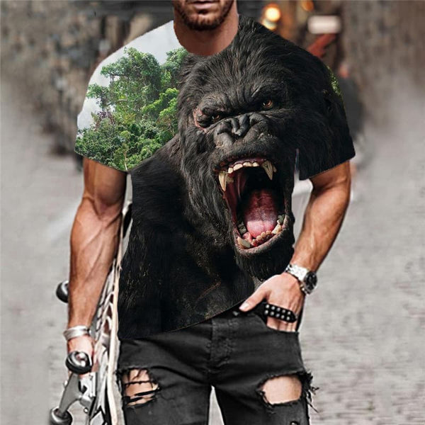 
Orangutan T-shirt Men Animal Shirt Print Ferocious Anime Clothes Harajuku Tshirts Casual
                