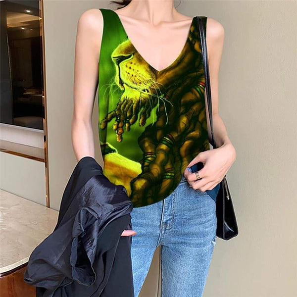 Lion Tank Top Women Animal Vest Printed Anime Tank Tops Casual Graffiti Vest Print Harajuku Sleeveless 3d - KYKU