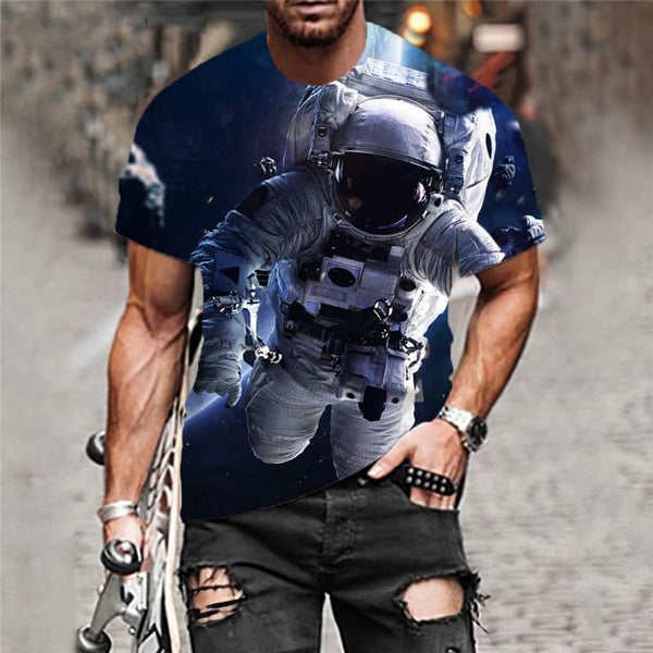 
Astronaut T-shirt Men Sky T-shirts 3d Universe Shirt Print Earth Funny T shirts
                