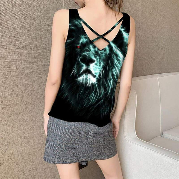 
Lion Tank Top Women Animal Tank Tops Casual Anime Anime Clothes Black Vest Print Harajuku Sleeveless 3d - KYKU
                