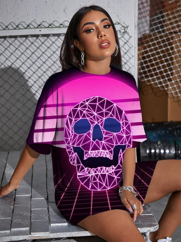 
Skull T-shirt Women Moon T-shirts 3d Harajuku Funny T shirts Hip Hop Summer
                