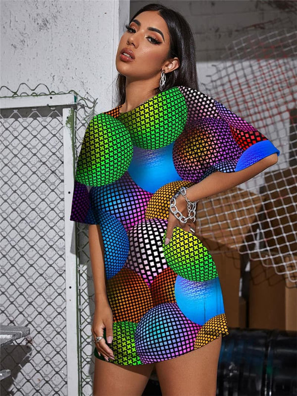 
Colorful T-shirt Women Dots Summer Harajuku Tshirt Printed Novel Funny T shirts
                