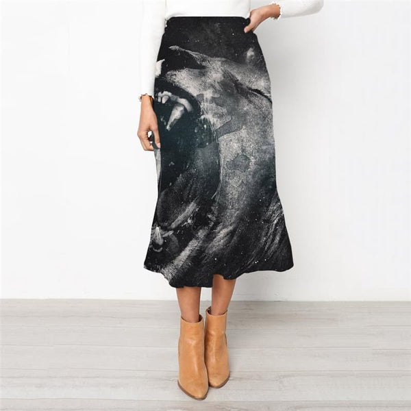 Lion Skirt Women Animal Rock Frauen Anime Skirt Ladies Ferocious School skirt Harajuku High waist skirts - KYKU