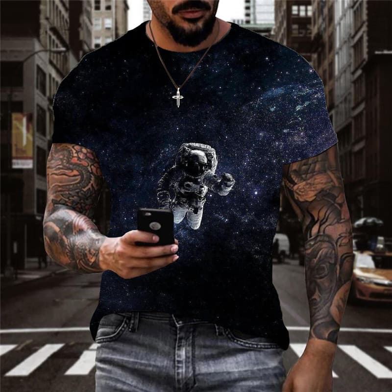 Astronaut T shirt Men Galaxy Funny T shirts Space Tshirts Casual Universe Anime Clothes
