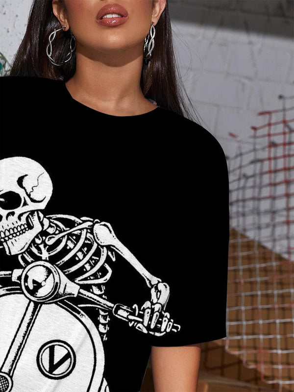 
Skull T Shirt Women Skeleton Punk Rock Motorcycle Tshirt Printed Rock Summer Hip Hop Funny T shirts
                