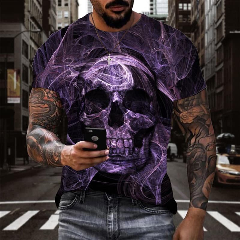 Skull T-shirt Men Abstract Shirt Print Skeleton Funny T shirts Mens Clothing