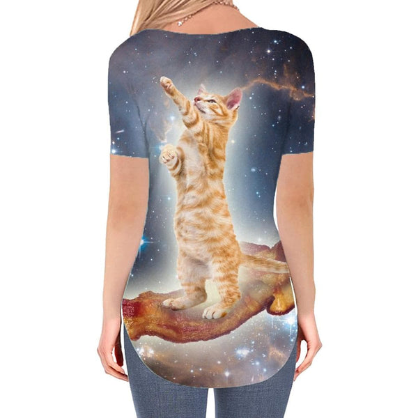 
Cat T Shirt Women Animal Tshirts Printed Galaxy Funny T shirts Nebula Shirt Print Space T-shirts 3d
                