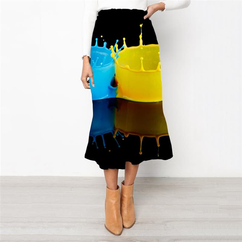 Pigment Skirts Women Colorful High waist skirts Art Skirt Ladies Womens Clothing