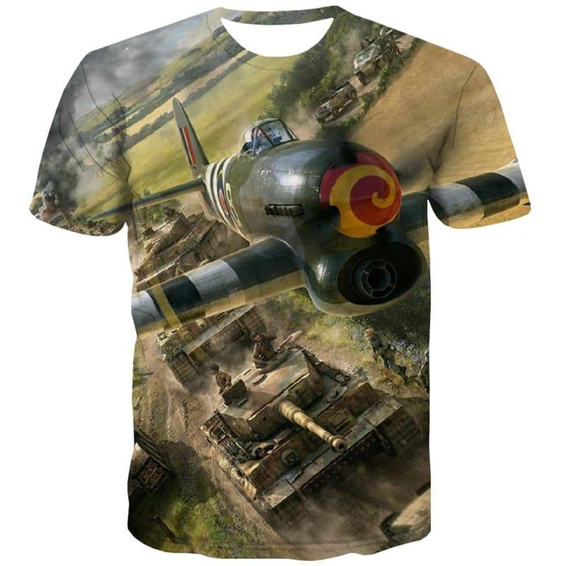 War T-shirt Men Helicopter Tshirt Printed Tank T-shirts 3d Military Shirt Print Flame Tshirts Casual - KYKU