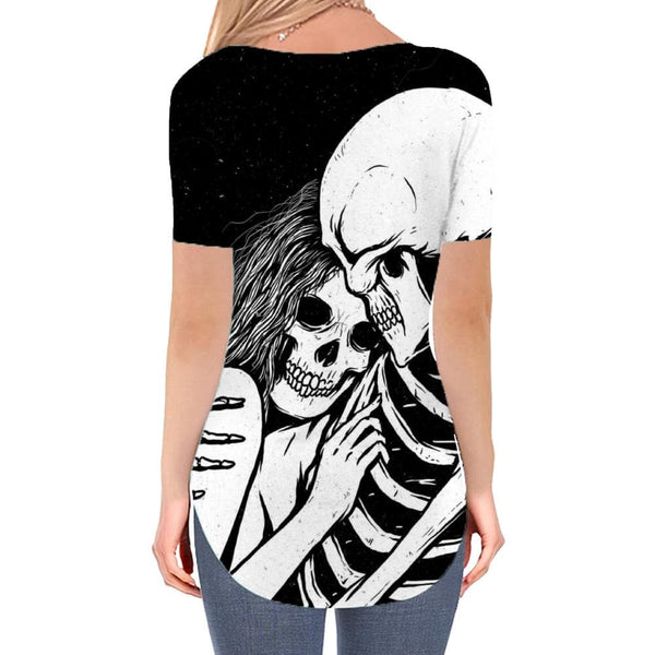 
Skull T-shirt women Skeleton Shirt Print Love V-neck Tshirt Rock T-shirts 3d
                