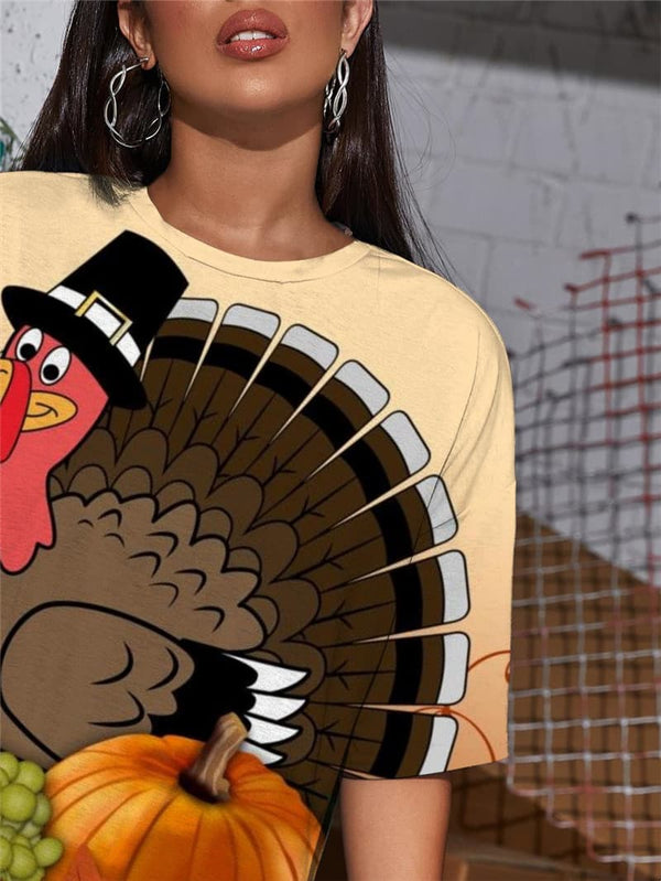 
Thanksgiving T Shirt Women Animal Tshirt Printed Maple Leaf Shirt Print
                