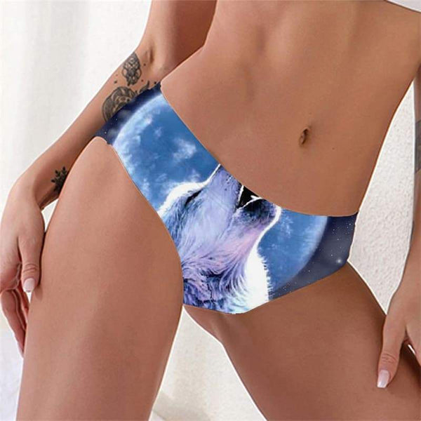 Wolf Briefs Women Animal Tanga Anime Lingerie Female Moon Seamless Galaxy Underwear - KYKU