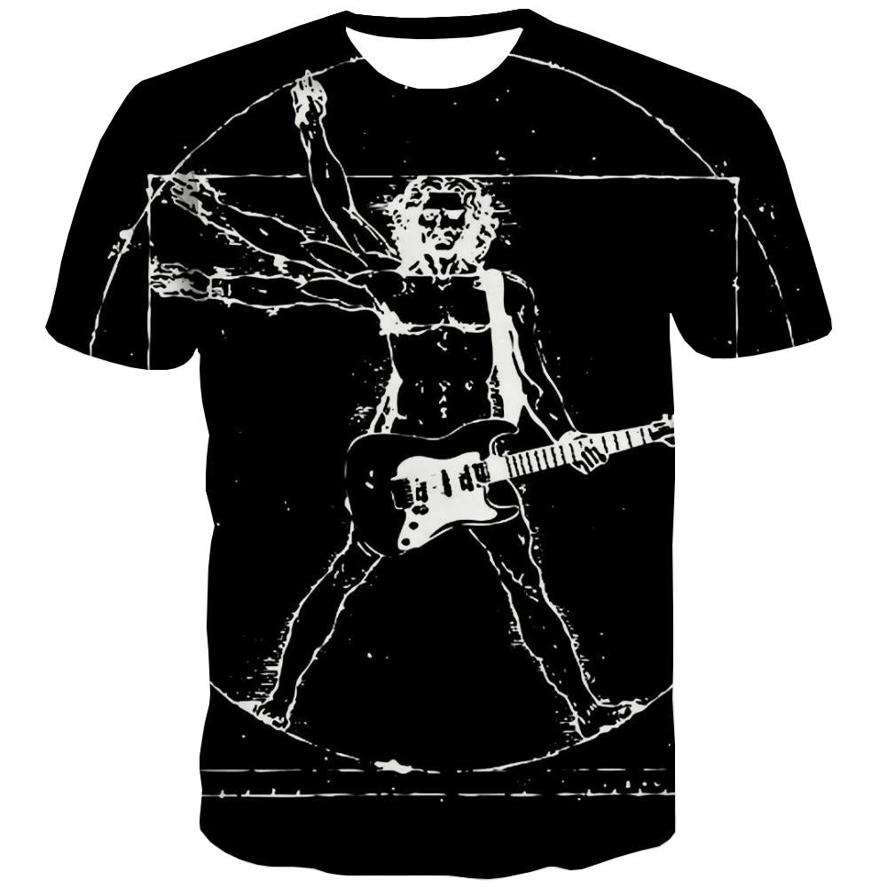 Guitar T-shirt Men Music T-shirts 3d Wooden Shirt Print Metal Tshirts Novelty