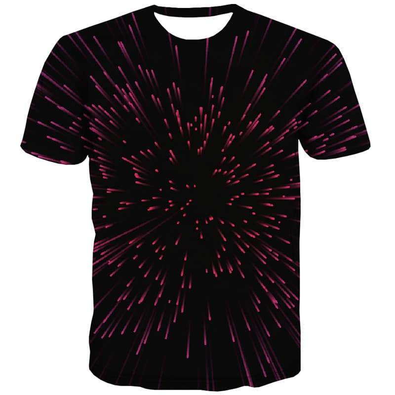 Abstract T-shirt Men Psychedelic T shirts Funny Meteor Shower Tshirt Printed Black Tshirts Novelty - KYKU