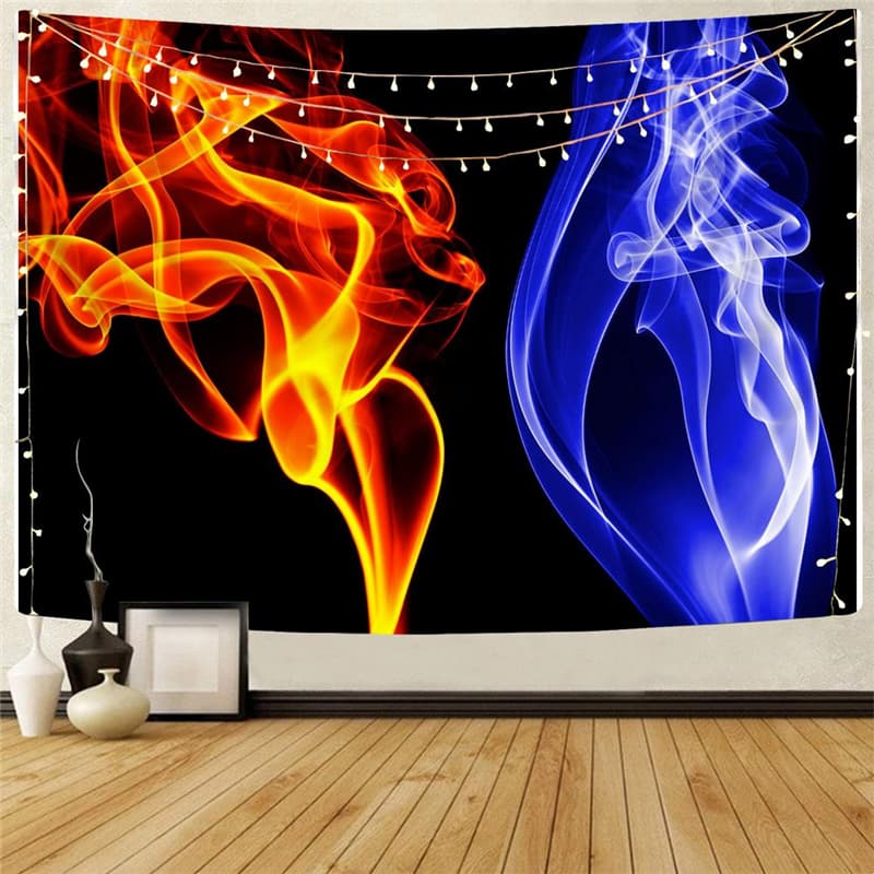 Red Flame Tapestry Blue Flame Tapestries Party Tenture Mandala Wall Hanging