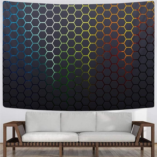 
Geometric Tapiz Psychedelic Tapestries Vortex Tenture Mandala Honeycomb Wall Tapestry Square Rug Wall
                