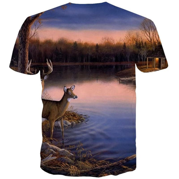 
Deer T shirt Men Animal Shirt Print Landscape Tshirts Casual Christmas Funny T shirts
                