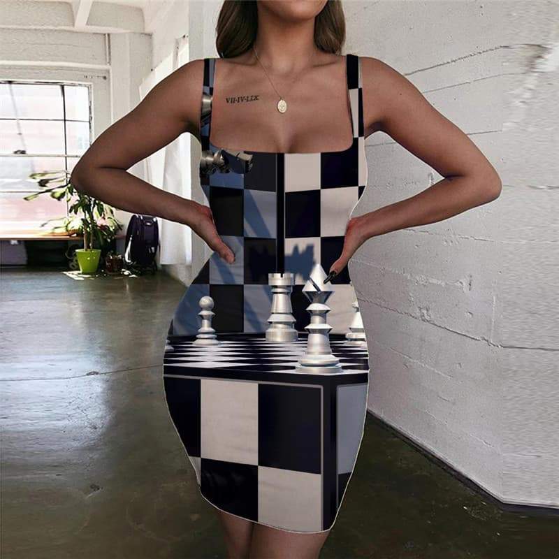 Geometric Dresses Women Psychedelic 3d Print Vortex Halter Sleeveless Square Vestido Sexy Rainbow Ladies Dresses - KYKU
