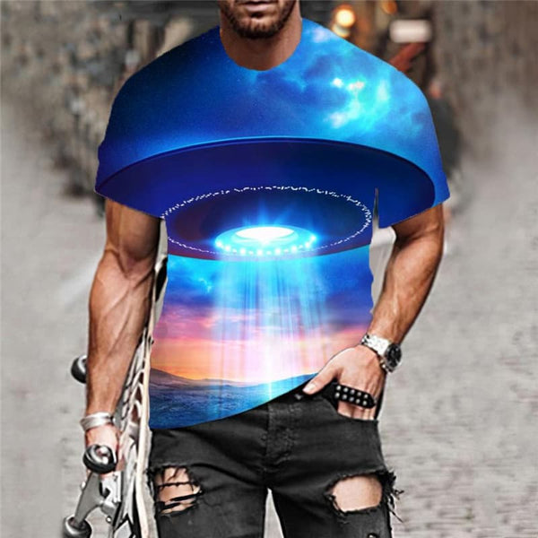 
Ufo T-shirt Men Galaxy Shirt Print Nebula Funny T shirts Harajuku Tshirt Printed
                