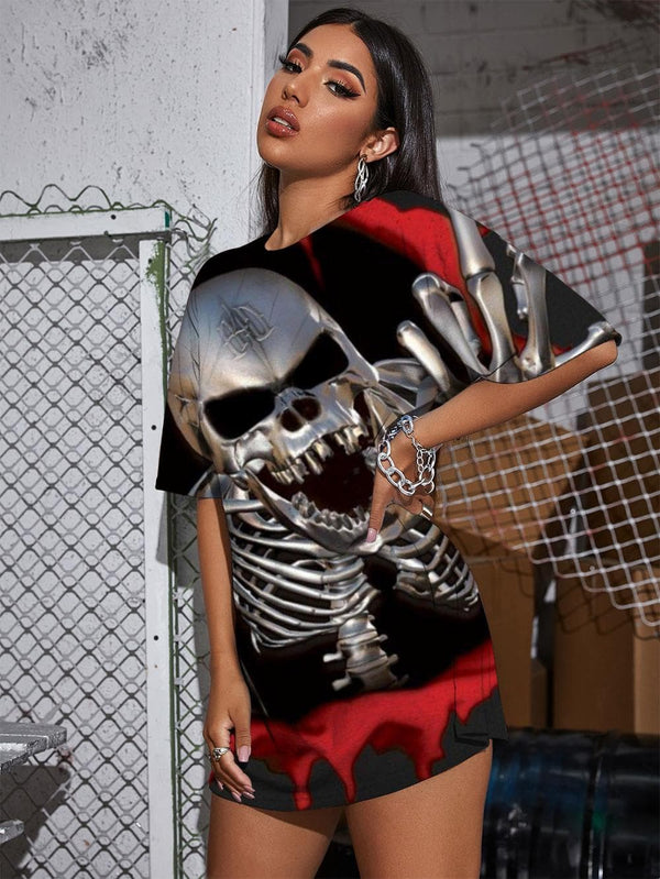 
Skull T-shirt Women Skeleton Funny T shirts Hip Hop T-shirts 3d Rock Summer
                