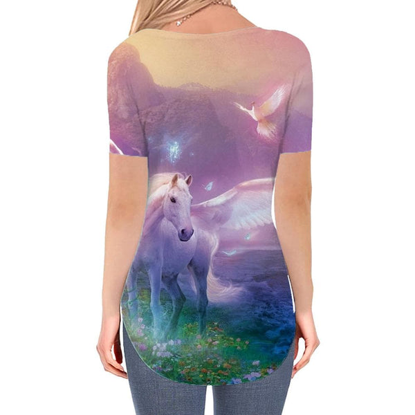 
Unicorn T-shirt women Animal V-neck Tshirt Bird Funny T shirts Harajuku Tshirts Printed
                
