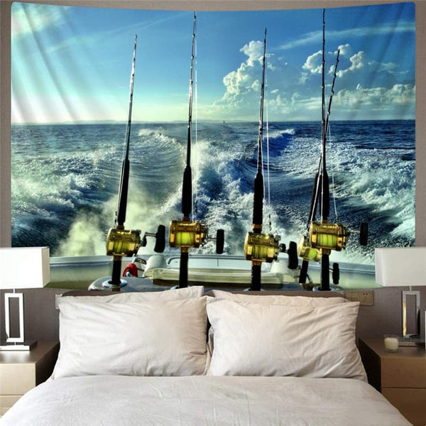 
Fish Tapiz Tracksuits Wall Tapestry Wave Tenture Mandala Fisherman Rug Wall Fishing Home Tapestrys
                