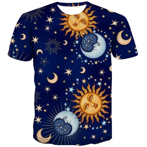 
Hippie T-shirt Men Sun Tshirt Printed Moon Anime Clothes Star Funny T shirts
                