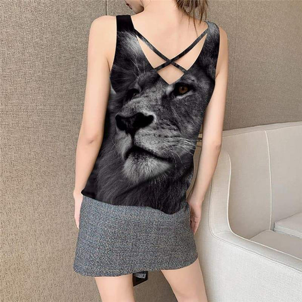 
Lion Tank-Top women Animal Vest Print Anime Vest Printed Black Anime Clothes Cartoon Tank Tops Casual - KYKU
                