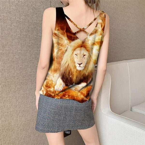 
Lion Tank-Top women Animal Vest Printed Anime Tank Tops Casual Flame Anime Clothes Hilarious Vest Print - KYKU
                