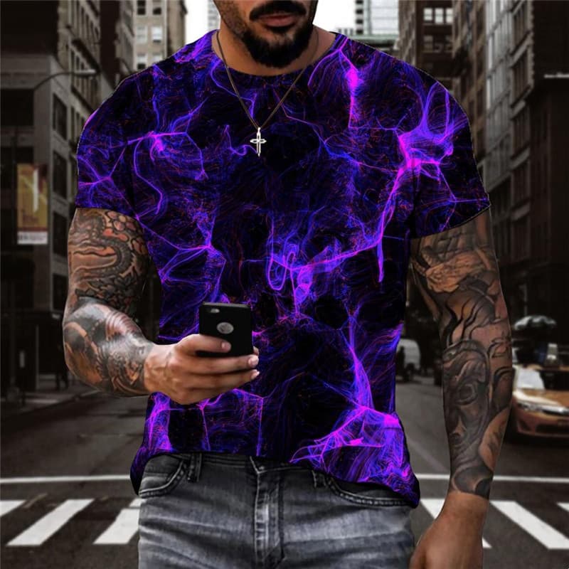 Abstract T-shirt Men Psychedelic Shirt Print Smoke Tshirt Printed Purple Funny T shirts