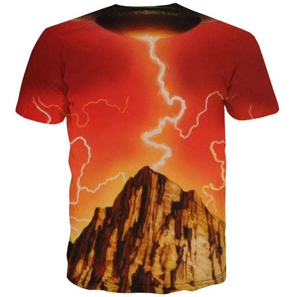 
Ufo T-shirt Men Lightning Anime Clothes Mountain Tshirt Printed Red Tshirts Casual
                