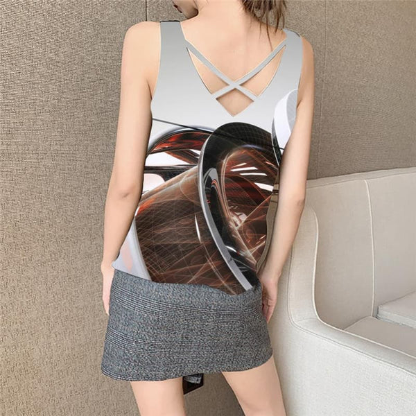 
Metal Tank Top Women Engine Vest Print Gear Sleeveless 3d Art Tank Tops Casual
                
