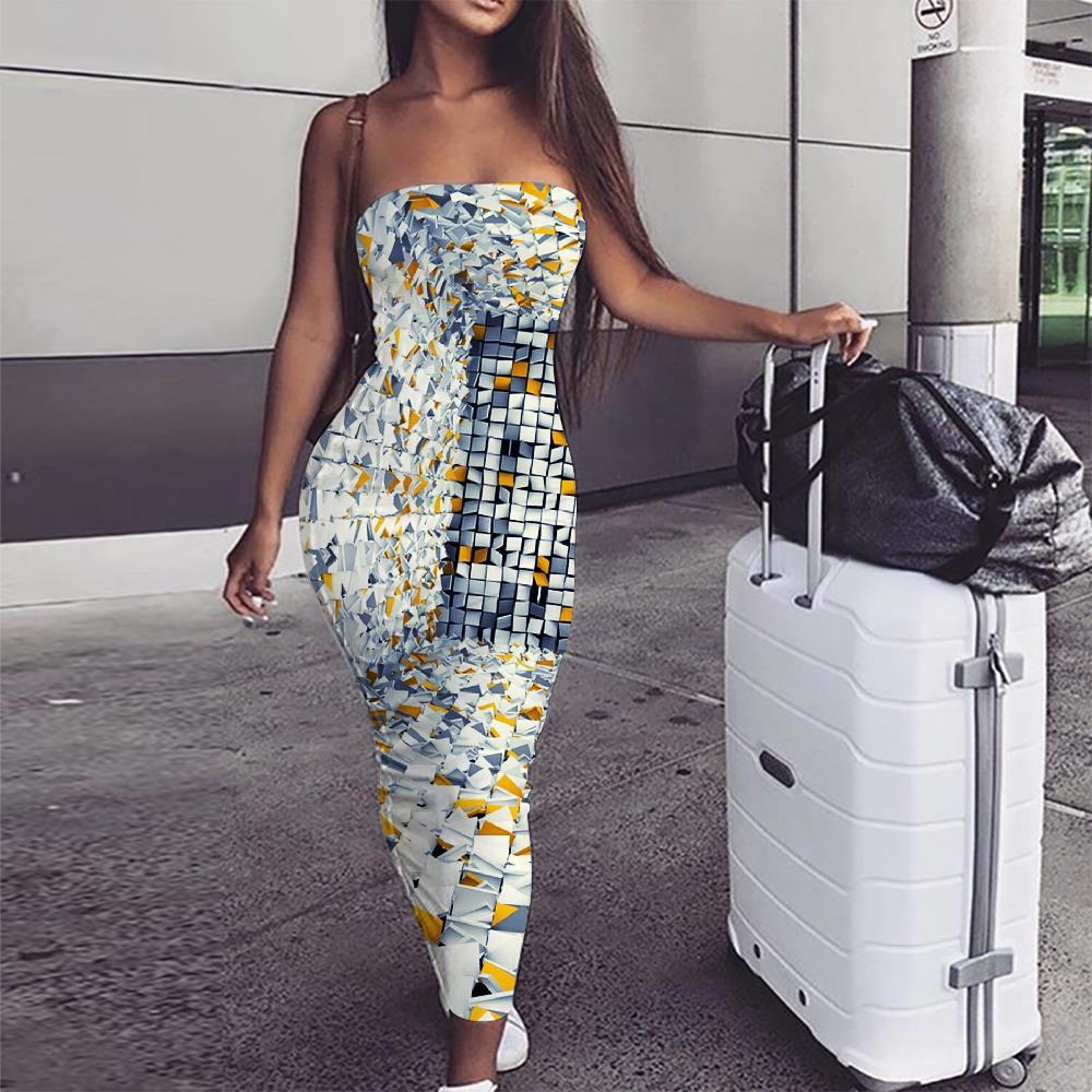 Geometric Dress Women Psychedelic Party Vortex sleeveless Three-Dimensional Space Boho - KYKU