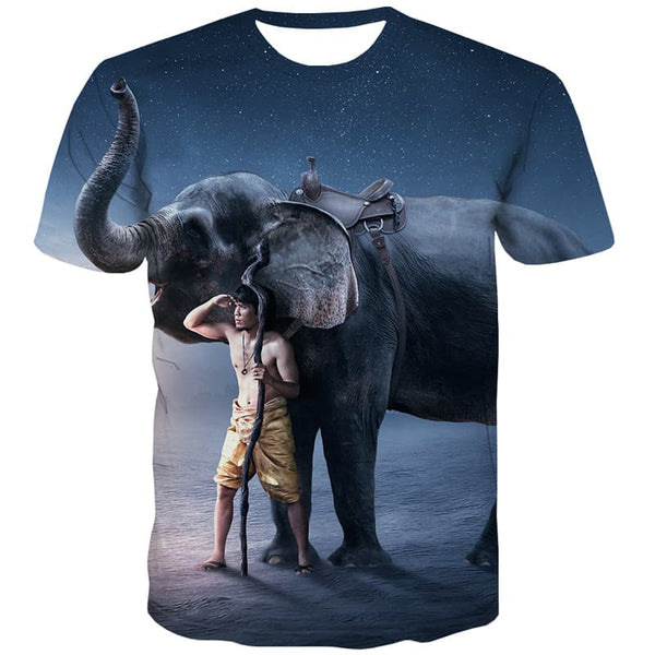 Animal T-shirt Men Elephant Tshirts Novelty Galaxy T shirts Funny Harajuku Tshirt Printed - KYKU