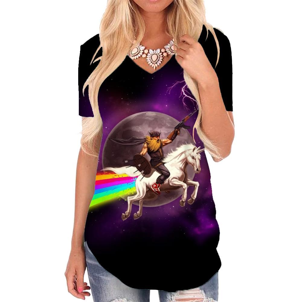 Unicorn T Shirt Women Rainbow Tshirts Printed Moon Funny T shirts Lightning T-shirts 3d