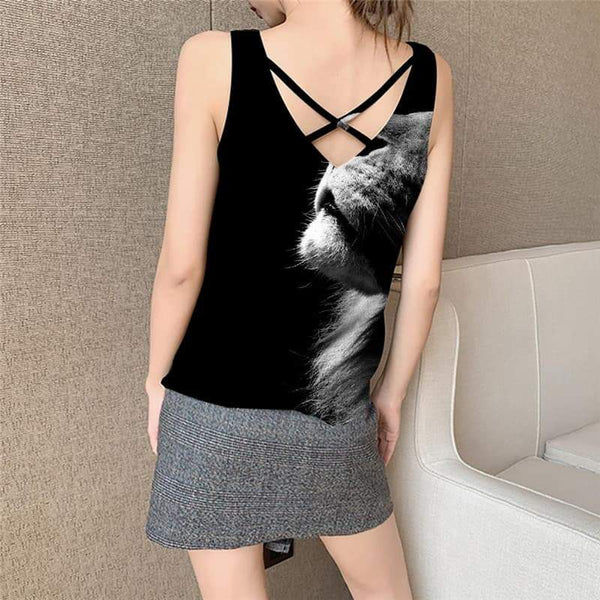 
Lion Tank-Top women Animal Vest Printed Anime Funny Top Black Anime Clothes Harajuku Tank Tops Casual - KYKU
                