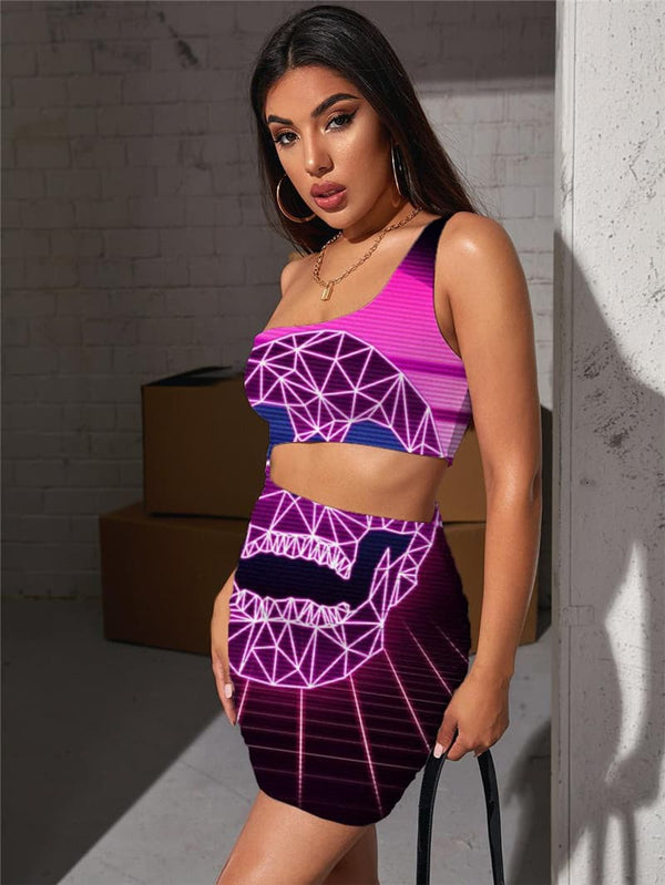 
Skull Dresses Women Moon Bodycon Dress Harajuku Vestido Sexy Hip Hop Hollow out Dresses
                