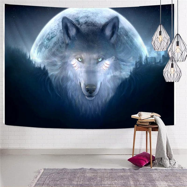 
Wolf Tapestry Animal Tapestries Anime Home Tapestrys Moon Rug Wall Head Tenture Mandala
                