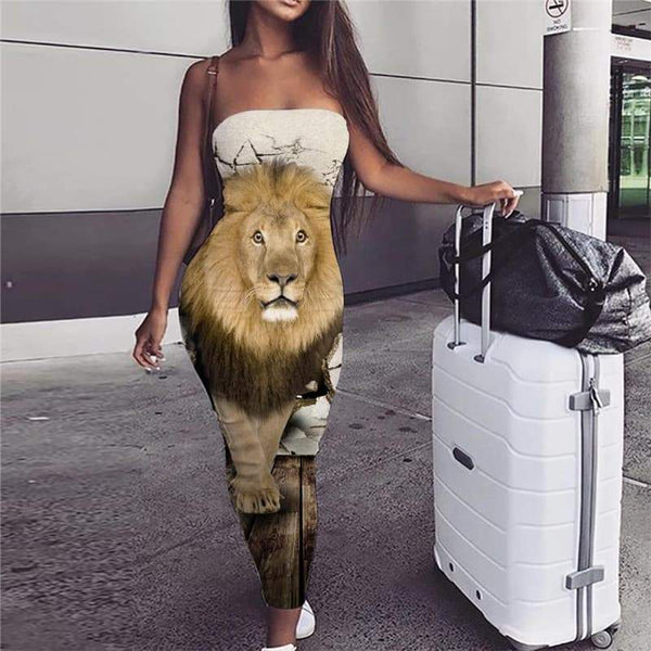 Lion Dress Women Animal Vestido Sexy Anime sleeveless Cartoon Party Harajuku Boho - KYKU