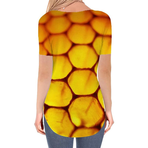 
Geometric T-shirt women Psychedelic T-shirts 3d Vortex V-neck Tshirt Honeycomb Funny T shirts Honey Tshirts Printed
                