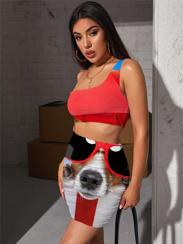 
Dog Dress Women Animal Vestido Sexy Hip Hop Pleating Rock Hollow out Dresses
                