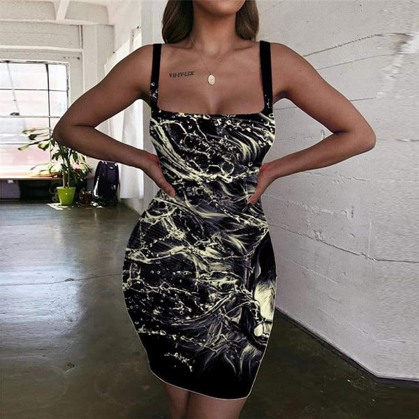 Lion Dresses Women Animal Bodycon Dress Anime Sundress Abstract Halter Sleeveless Harajuku Vestido Sexy - KYKU
